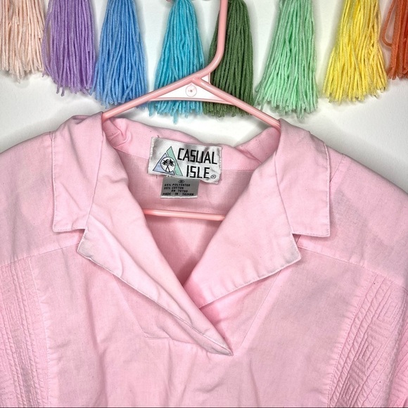 Vintage Casual Isle 80’s Pastel Pink Short Sleeve Doleman Pullover Sweatshirt - Picture 7 of 15